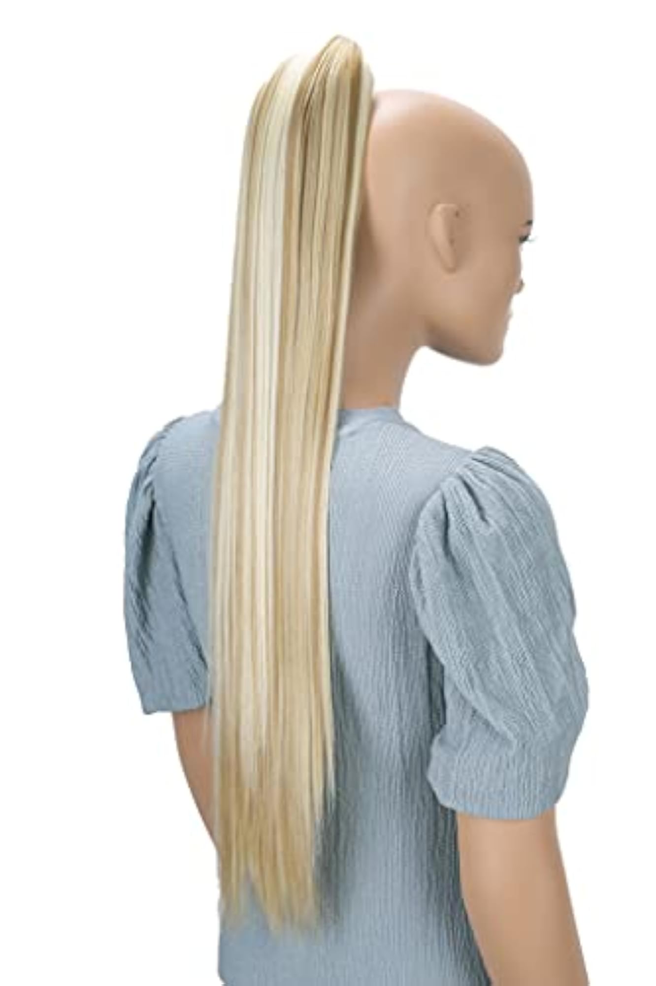 27" Blonde Mix Clip-On Ponytail Extension, Heat-Resisting
