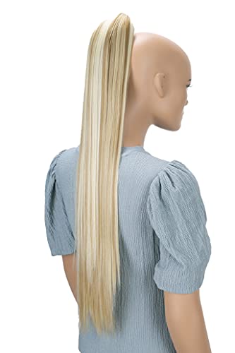 Queue De Cheval 70cm CAISHA Postiche Natte contre Cheveux Courts Extension Raide Blond H166