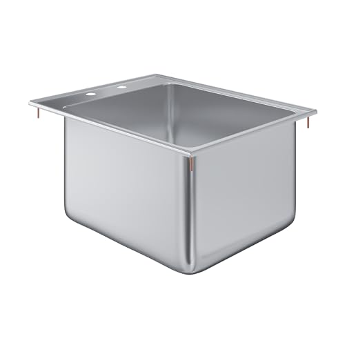 AmGood 1 Compartment Drop-In Sink - 16 x 20 in. Overall, 14 x 16 x 10 in. Bowl - NSF 18-Gauge 304 Stainless Steel Self-Rimming Hand & Prep Sink | Bar, Food Truck & Concession (No Faucet)
