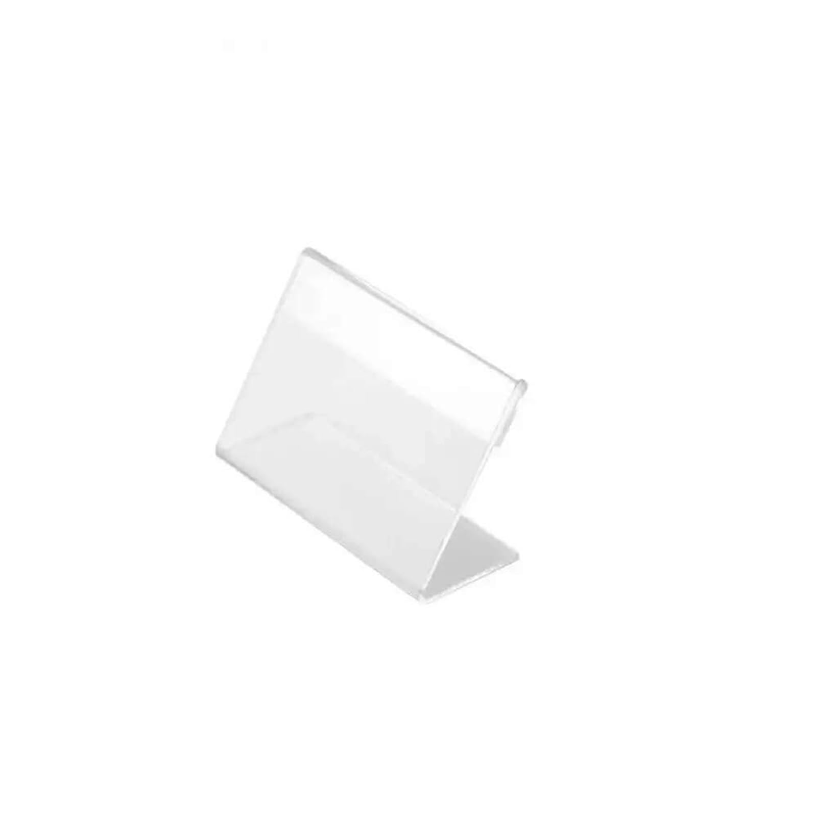 Hzomif 60pcs Mini Sign Display Holder L Shape Clear Acrylic Price Card Tag Label Stand Counter Top Stand 1.57x0.78 inch
