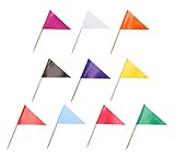 Solid Blank Toothpick Flag Small Mini Plain White Red Yellow Green Orange Blue Black Purple Pink Sky Blue Cupcake Toppers Triangle Stick Flags Set DIY Color Decoration(100 pcs)