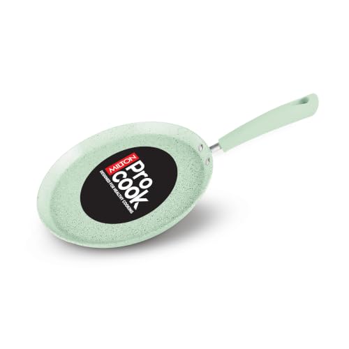 Image of MILTON Pro cook Induction & Gas Friendly KFCC Ceramic Non-Stick Omni Tawa 26 cm | Premium South Korean Coating Dosa Tawa| Flat Tawa| PFOA & PFAS Free | Healthy Low-Oil Cooking | 2Y Warranty | Green