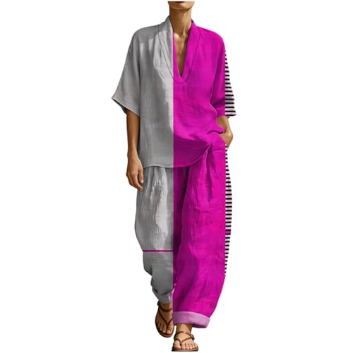Conjunto lino mujer talla grande ropa fresca para verano y casa
