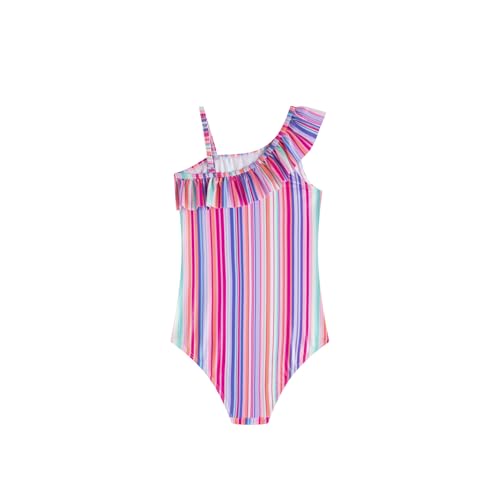 LIZENS Girls One Piece Swimwear Striped Ruffle Trim 2-12Years Flounce Colorful Beach Bathing Suit for Kids Swimsuit2