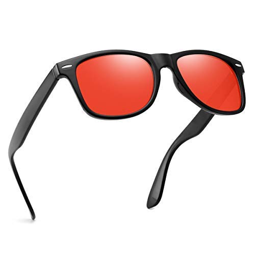 Square Unisex Sunglasses Black Frame, Red Lens (Medium) Pack of 1-image-9