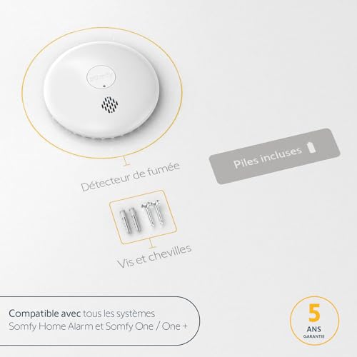 Somfy 1870289 - Détecteur de fumée connecté - Sirène 85dB - Compatible Home Alarm (Advanced, Essential), et Somfy One (+), Blanc – vue 3