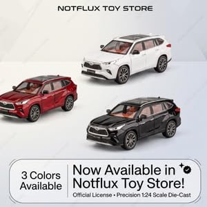 Image of 1:24 Scale Highlnder Hybrid Diecast Car Model - Metal Pull-Back Car with Sound, Lights, Super Openable Doors, Toy for Boys & Kids (Multicolor) (Pack of 1)