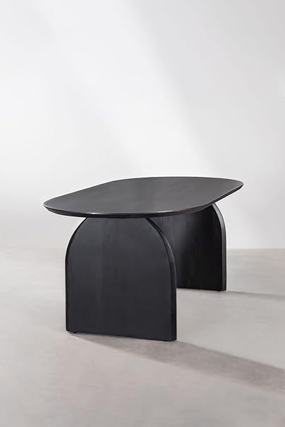 Image of Oval Wooden Dining Table | Dining Room Furniture | Mango Wood Dining | 200 x 105x 79.5 cms for Home (Black)