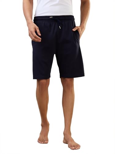 Image of SleepZ by Raymond Men Regular Fit Solid Pattern Cotton Polyester Blend Shorts