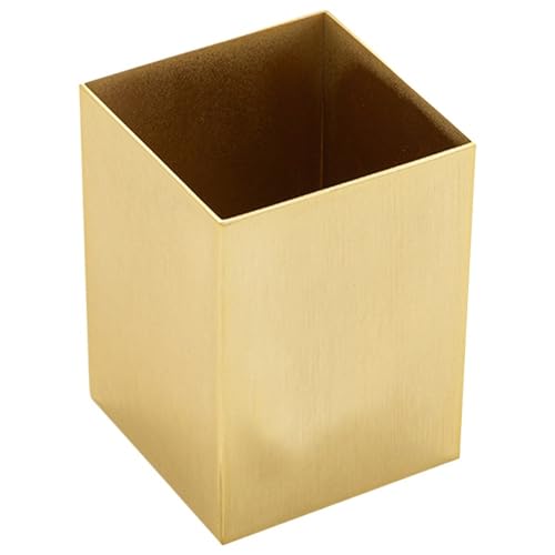 Conteneur papeterie multifonctionnel métal or avec 3 porte-stylos de table - 4