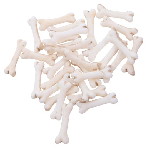 DECHOUS 30 Mini Huesos Falsos Blancos para Halloween Miniatura de Cráneo de Perro y Huesos Pequeños Decoración para Manualidades y Relleno de Mesa Temática de Fiesta