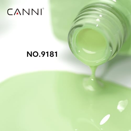 Image of CANNI Mint Green Gel Nail Polish, 1Pcs Pastel Light Green Gel Polish Lime Sage Color Soak Off U V Nail Manicure Salon DIY at Home
