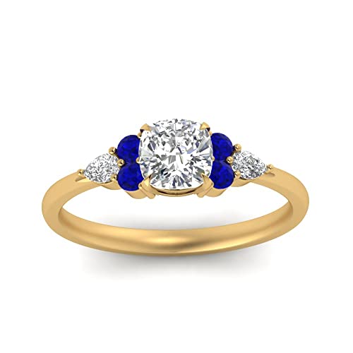 Bague de fiançailles avec pierre coussin au précieux éclat plaqué or jaune brillant
