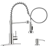 APPASO ソープディスペンサー付きキッチン蛇口 SUS304 プルダウン商用シングルハンドル ハイアーク キッチンシンク用、つや消しニッケル