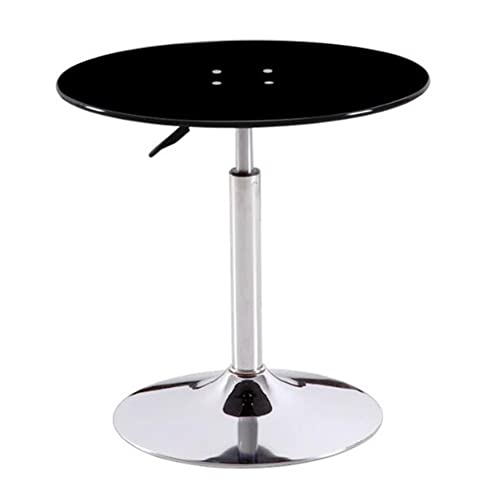 Runder Glas-Bartisch, höhenverstellbar, gehärtetes Glas, Couchtisch für Balkon (schwarz, 70 cm)