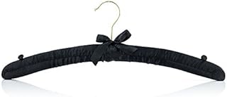 Hangerworld 43 cm (17") Quality Padded Satin Top Coat Clothes Hangers with Buttons, Pack of 10, Black