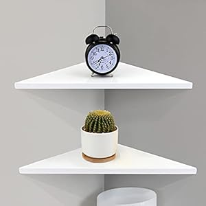 evron Corner Mounting Shelf,Easy to Install Wall Corner Shelf,Aluminum Material Shelves with Bendable Point,Set of 2 (White)