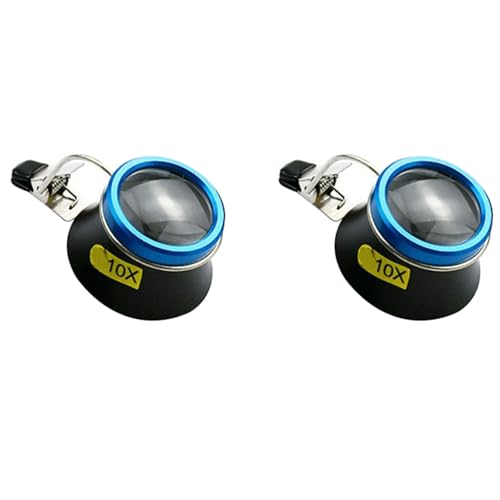 Hlxnyami 2Stück 10-Fache Brillenlupe, Aufsteckbare Augenlupe, Tragbares Okular, Handwerker, Uhrmacher, Reparaturwerkzeug