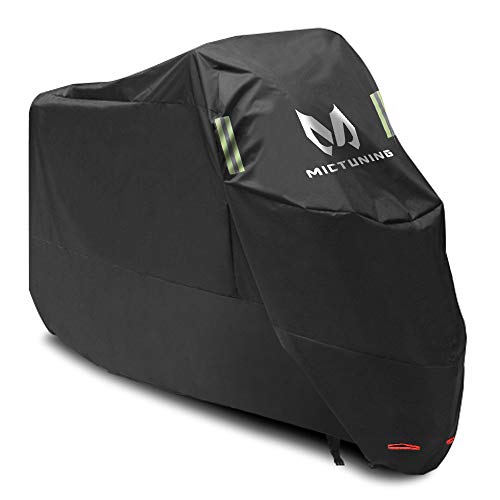 MICTUNING Housse de Protection Etanche pour Moto 210D Oxford Anti-déchirure Anti-UV/Poussière 265 x 105 x 125 cm avec Trou Antivol pour Honda, Yamaha, Suzuki, Harley,etc Cover