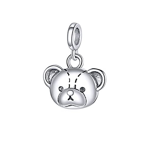 Dije de oso en plata de ley 925 compatible con pulseras europeas