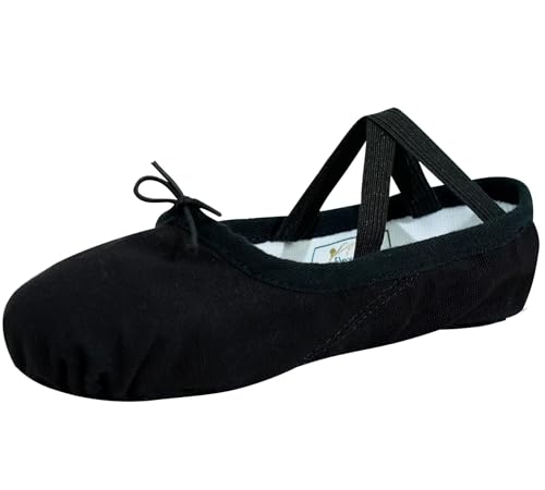 Image of flexdans Ballet Shoes, Canvas Ballet Flats Dance Shoes, Ballet Slippers Ballerina Flats Gymnastic Shoe for Girls Women Black 41