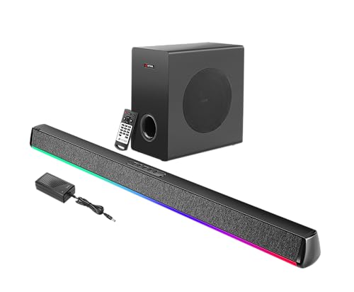 Image of Hydra BOOMBAR 2.1 Channel Soundbar with Wired Subwoofer, 180W, 3D Surround Sound, Bluetooth, AUX /USB /HDMI, Remote Control, Black