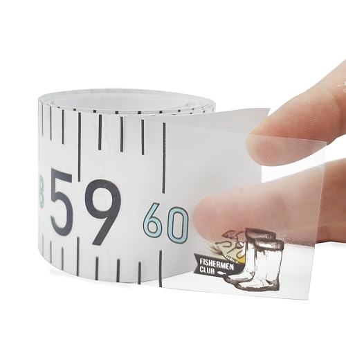60 Fish Measuring Ruler Sticker for Boat 2 Pcs Strong Self Adhesive Transparent Waterproof Decal Tape Measure Clear Boat Accessories (60 inch)