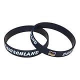 Mibella 2 Deutschland Armbänder, Silikon, Schwarz mit Flagge, Fan Armband, Fußball Fan Artikel WM EM - 23588
