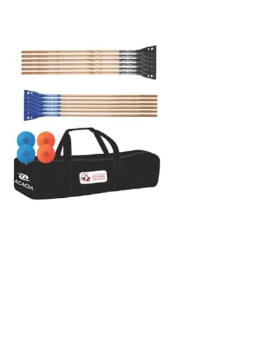 ACACIA Broomball Classic Package - 12 Classic Broomball Wood Sticks, 2 Hand Stiched Balls