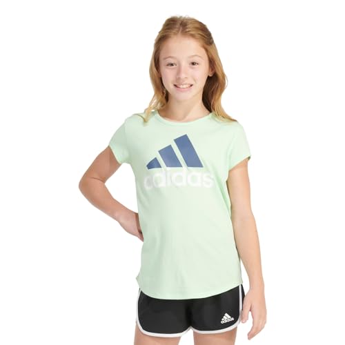 adidas Girls' Toddler Short Sleeve Cotton Scoop Neck Tee T-Shirt, (Light Green, Small 7/8)3