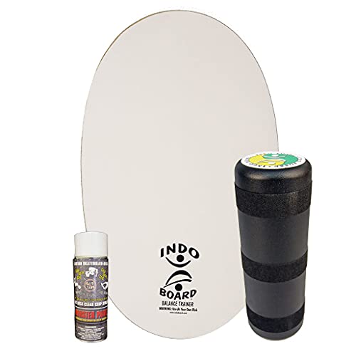 Indo Board Original - Balance Board For Fun, Fitness And Sports Training - Comes With 30" X 18" Non-Slip Deck And A 6.5" Roller - 10 Color Choices (White Art) #TOP8