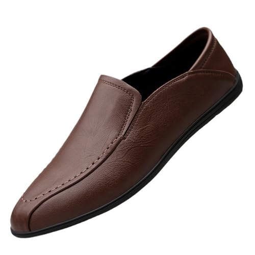 Mens Slip-on Vegan Leather Comfortable Lightweight Classic Loafers Round Toe Breathable Flexible