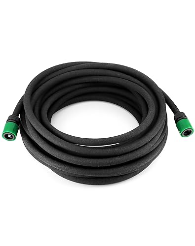 QWORK® Manguera microporosa, Manguera exudante, Manguera riego por Goteo, 15m, Negro, para riego de Jardines