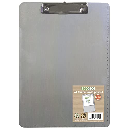 Eco-Eco Eco124 - Portablocco A4 In Alluminio Con Clip In Metallo A Basso Profilo E Misure, Colore: Nero