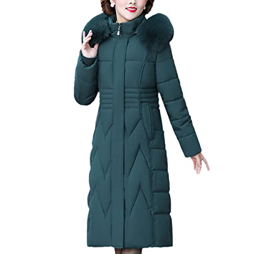 Col en fourrure isolant sur cette veste d'hiver coupe-vent Roquorl verte