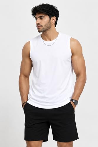 Image of Mens Tops Sleeveless Round Neck Polycotton T-Shirt for Gym, Running and Outdoor