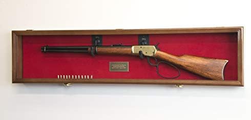 Single Rifle Display Case Wall Rack Cabinet w/UV Protection -Lockable, Walnut image 5