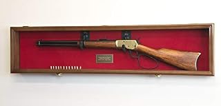Single Rifle Display Case Wall Rack Cabinet w/UV Protection -Lockable, Walnut