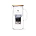 Produktbild Lotus Vita ENYA Glas-Filterkanne mit Bambusdeckel - Natura Plus Wasser Karaffe mit Kartusche, Reduziert Kalk Chlor Blei aus Leitungswasser durch Aktivkohle Ionentauscher, BPA-frei