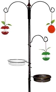 Ossian Premium Feeding Station  Large Freestanding Outdoor Home Garden Wild Bird Feeder House Station Perch Table Bracket Stand with Tray and Waster Dish - Easy to Assemble  No Tools Required