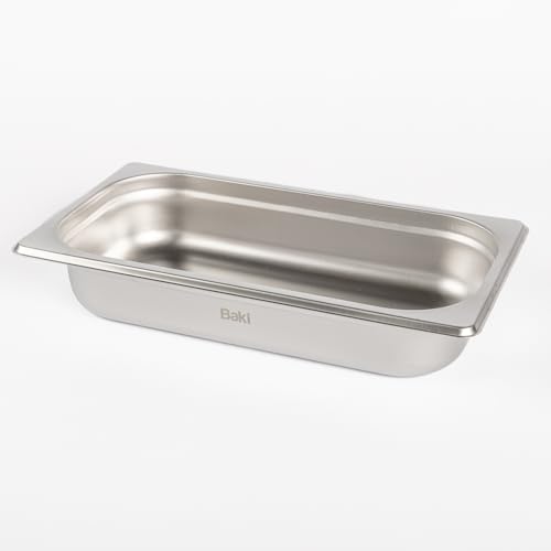 Baki Stainless Steel Gastronorm Container 1/3 Food Pan 65, 100, 150 mm Deep with & Without Lid (65mm Deep)