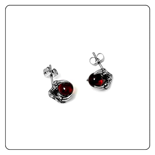 Punk Rock Stainless Steel Dragon Claw Crystal Ball Stud Earrings,2pcs4