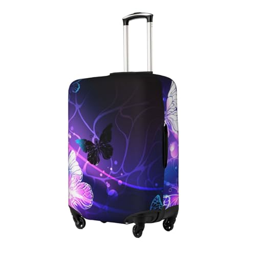White Purple Butterflies Print Luggage Suitcase Covers Elastic Washable Luggage Protector Luggage Covers For Suitcase2
