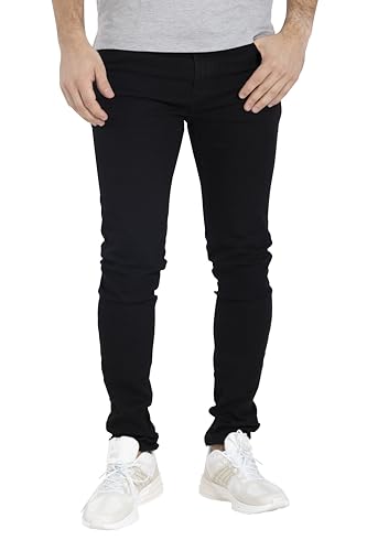 WESTACE Men's Slim Fit Jeans Relaxed Super Flex Denim Stretch Comfortable Everyday Wear Classic 5-Pocket Essential Design Denim Jeans Pant Mens 28W-40W (34W x 32L Black)
