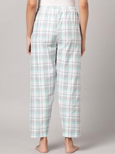 Image of KRYPTIC Women's 100% Pure Cotton Woven Pyjama | Mid Rise Relaxed Fit Full Length Nightwear Pant with Elasticated Drawstring Waistband & Side Pocket | Comfortable Lounge, Sleepwear & Casual Bottom Wear