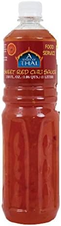 A Taste of Thai Sweet Red Chili Sauce - 1 Liter Bottle | Great as Condiment | Use to Flavor Marinades Dips Sauces & More | Perfect for Cooking Grilling Stir-fry | No Preservatives