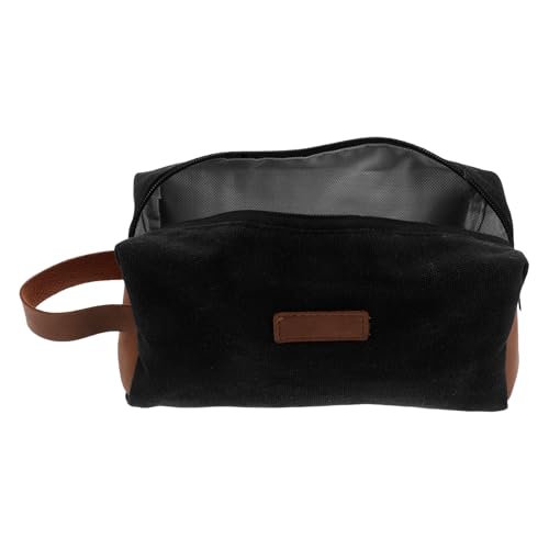 OATIPHO Bolsa Organizadora de Belleza de Lona Negra para Viaje de Negocios, Diseño Minimalista y Compacto Gran Capacidad para Artículos de Tocador y Cosméticos