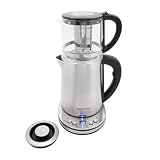 Wasserkocher Set elektrisch 2er Edelstahl Glas 1500W LCD Display Doppel Kessel mit Temperaturanzeige Schnellkoch Wasserkocher für Tee Kaffee Küche Büro