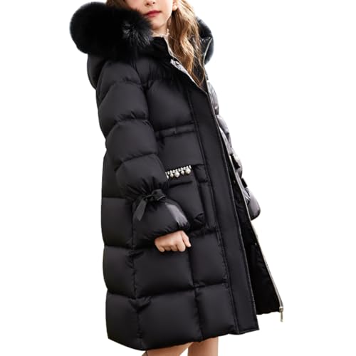Winter Jacket Girls Long Puffer Waterproof Fur Dress Coat Kid Parka Cute Outwear