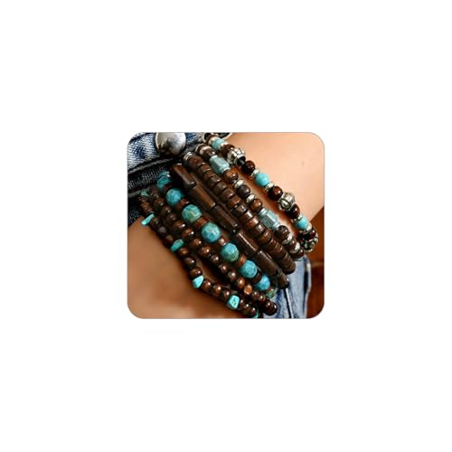 Navirix Boho Wooden Beaded Bracelet Set for Women Men,Natural Wood